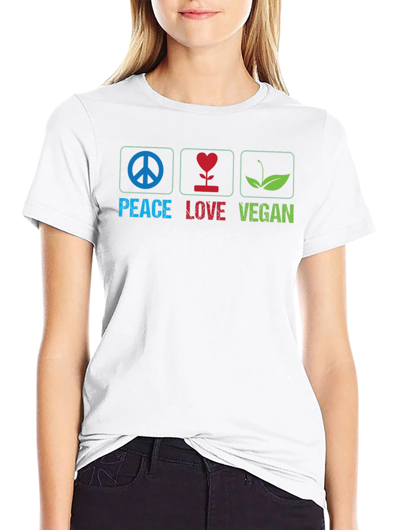Peace Love Vegan Graphic Tee - Black Unisex T-Shirt