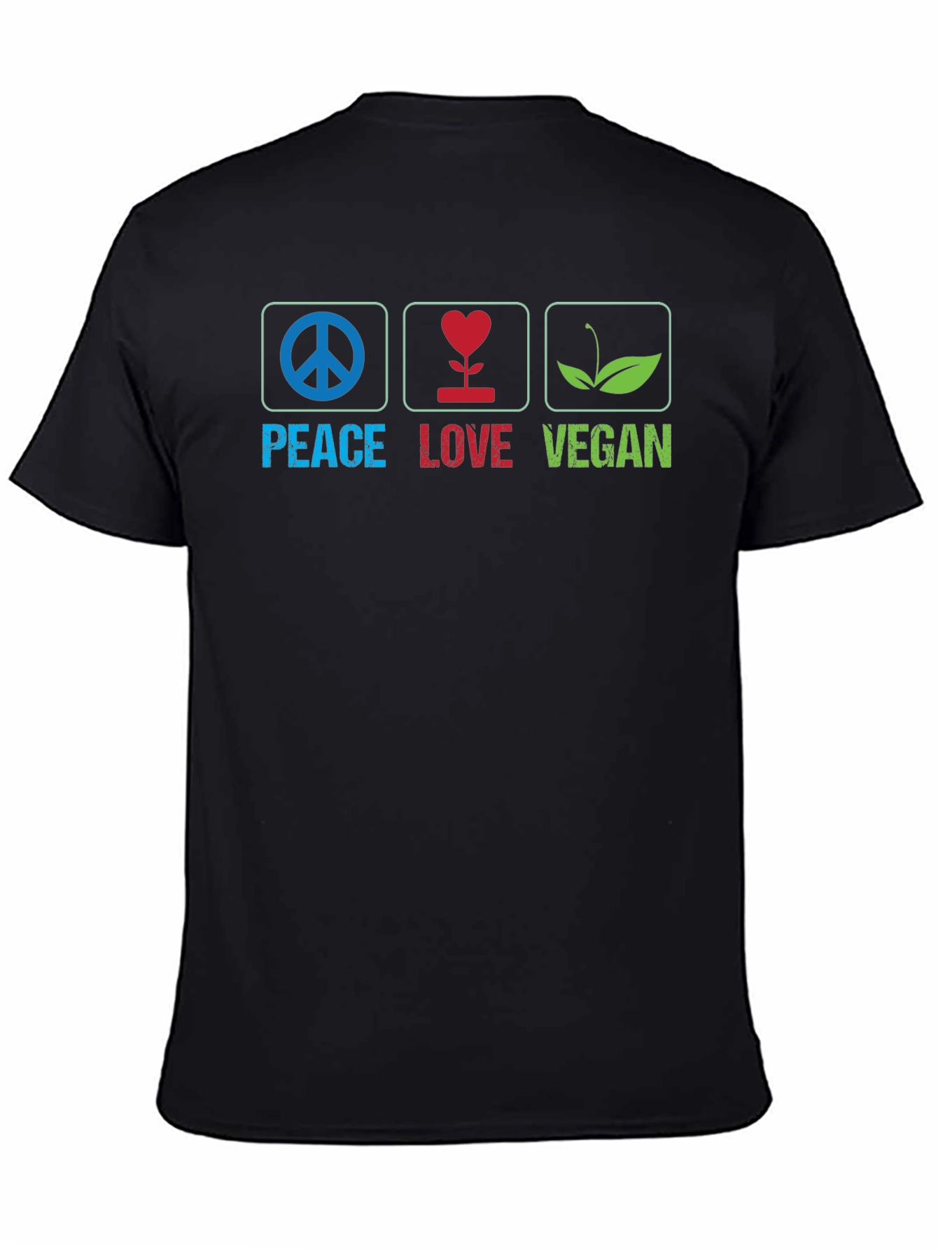 Peace Love Vegan Graphic Tee - Black Unisex T-Shirt