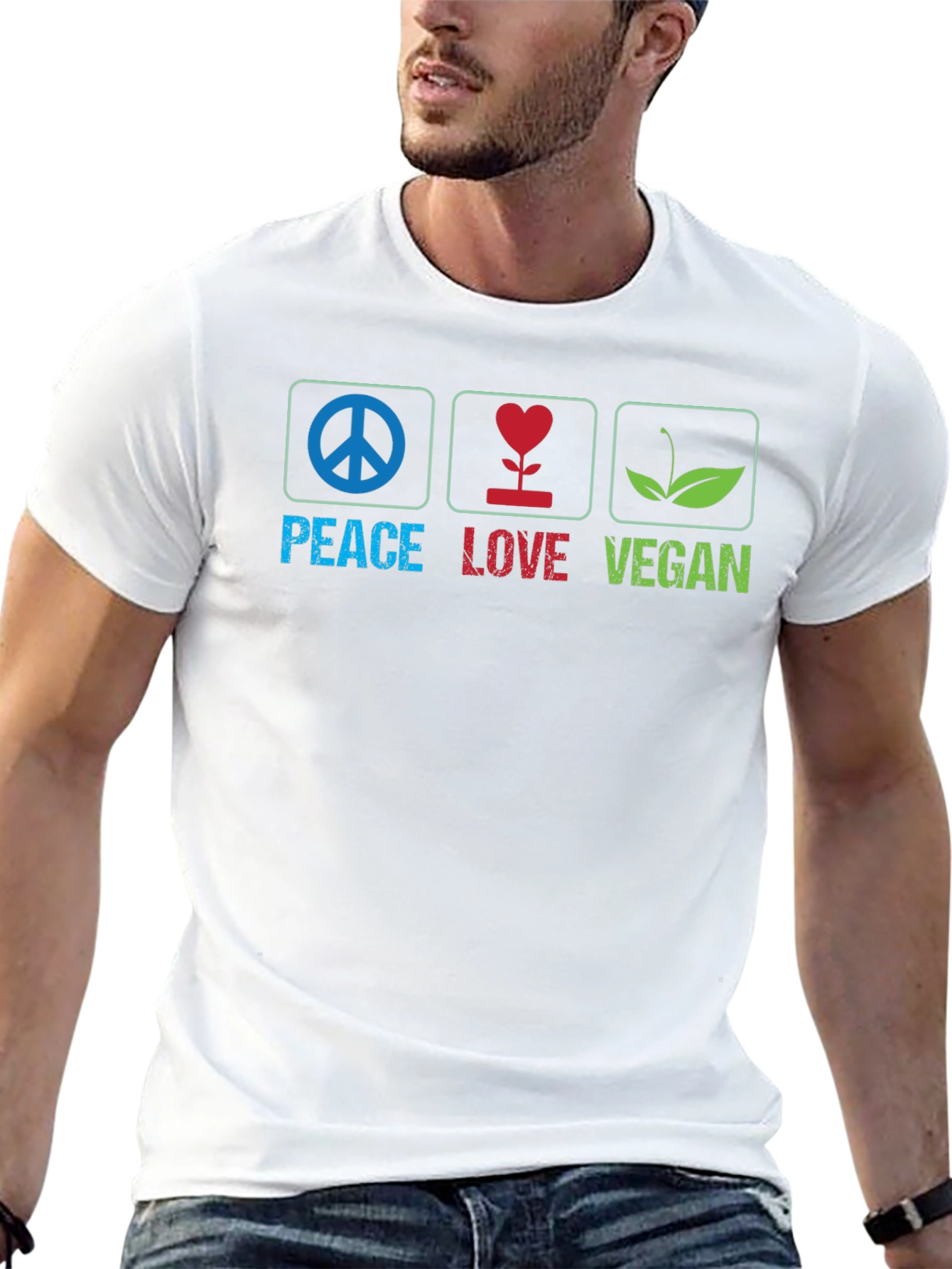 Peace Love Vegan Graphic Tee - Black Unisex T-Shirt