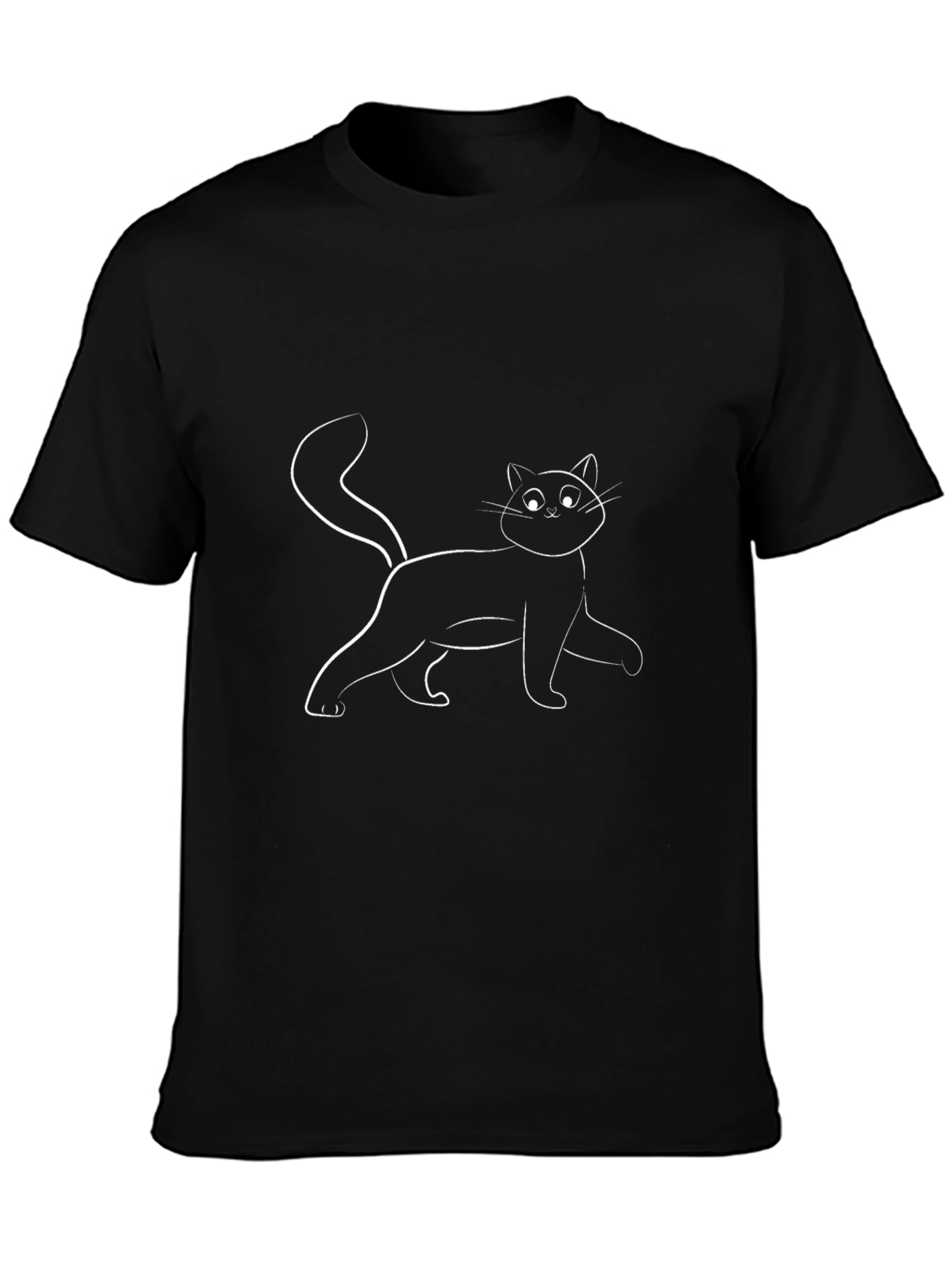 Cool Cat Outline Graphic T-Shirt