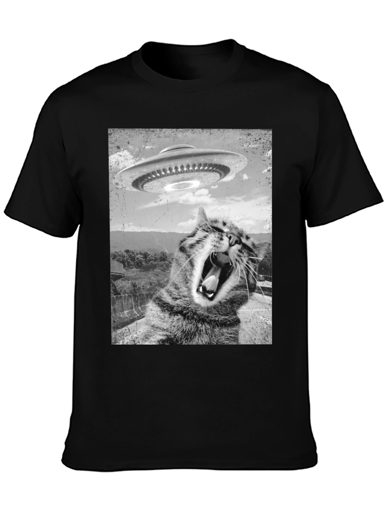 Alien Cat UFO Graphic Tee