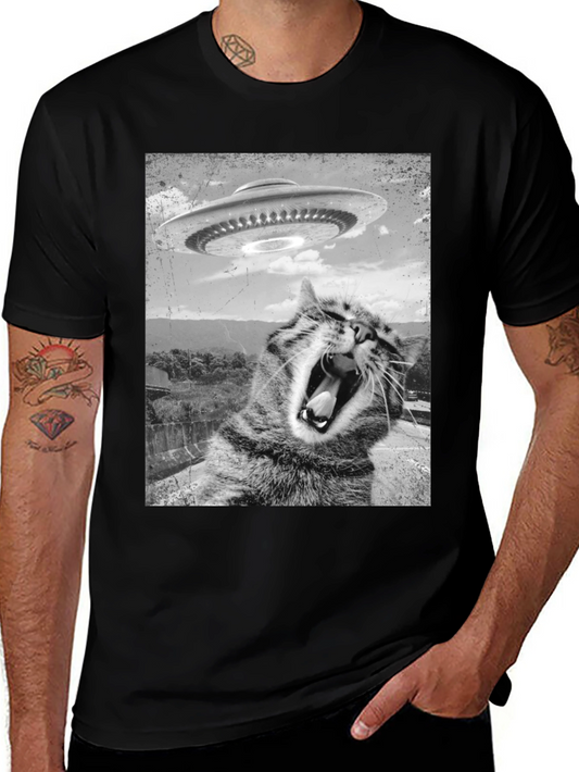 Alien Cat UFO Graphic Tee
