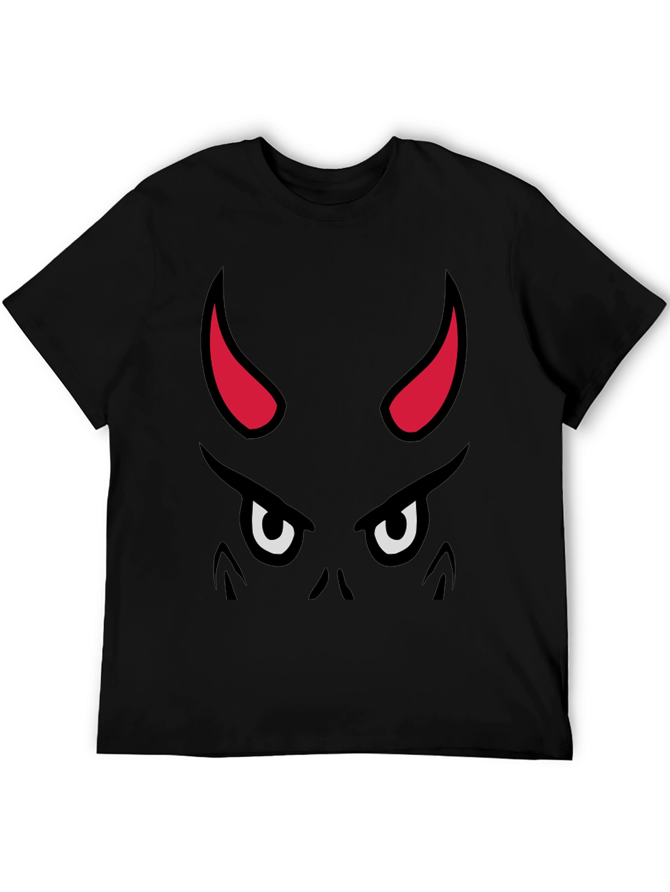 Devil Face Graphic Tee - Black Cotton T-Shirt