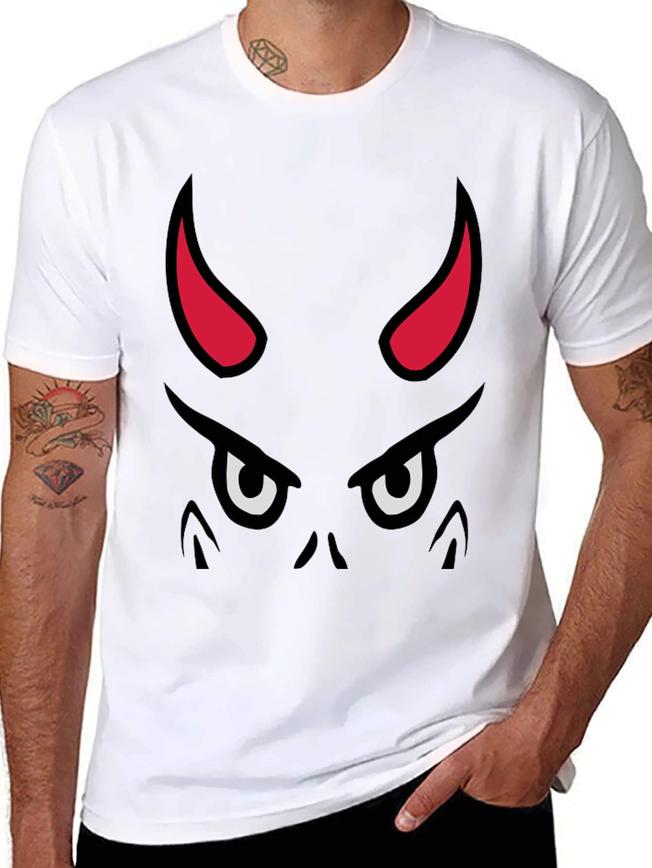 Devil Face Graphic Tee - Black Cotton T-Shirt