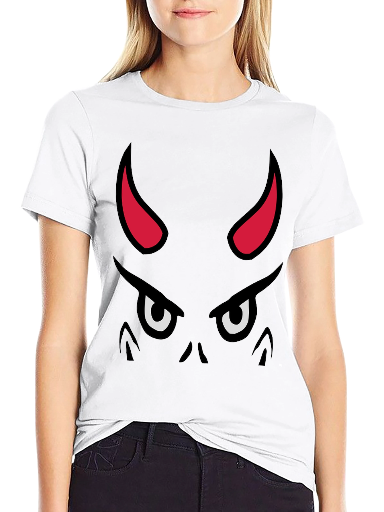 Devil Face Graphic Tee - Black Cotton T-Shirt