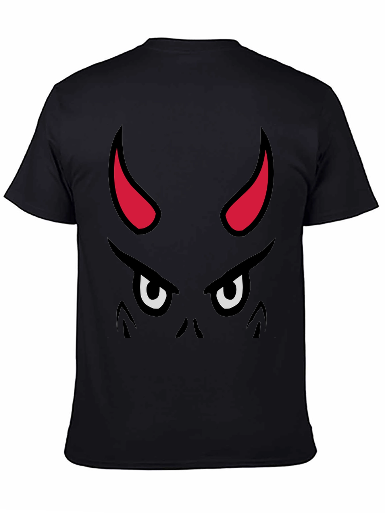 Devil Face Graphic Tee - Black Cotton T-Shirt