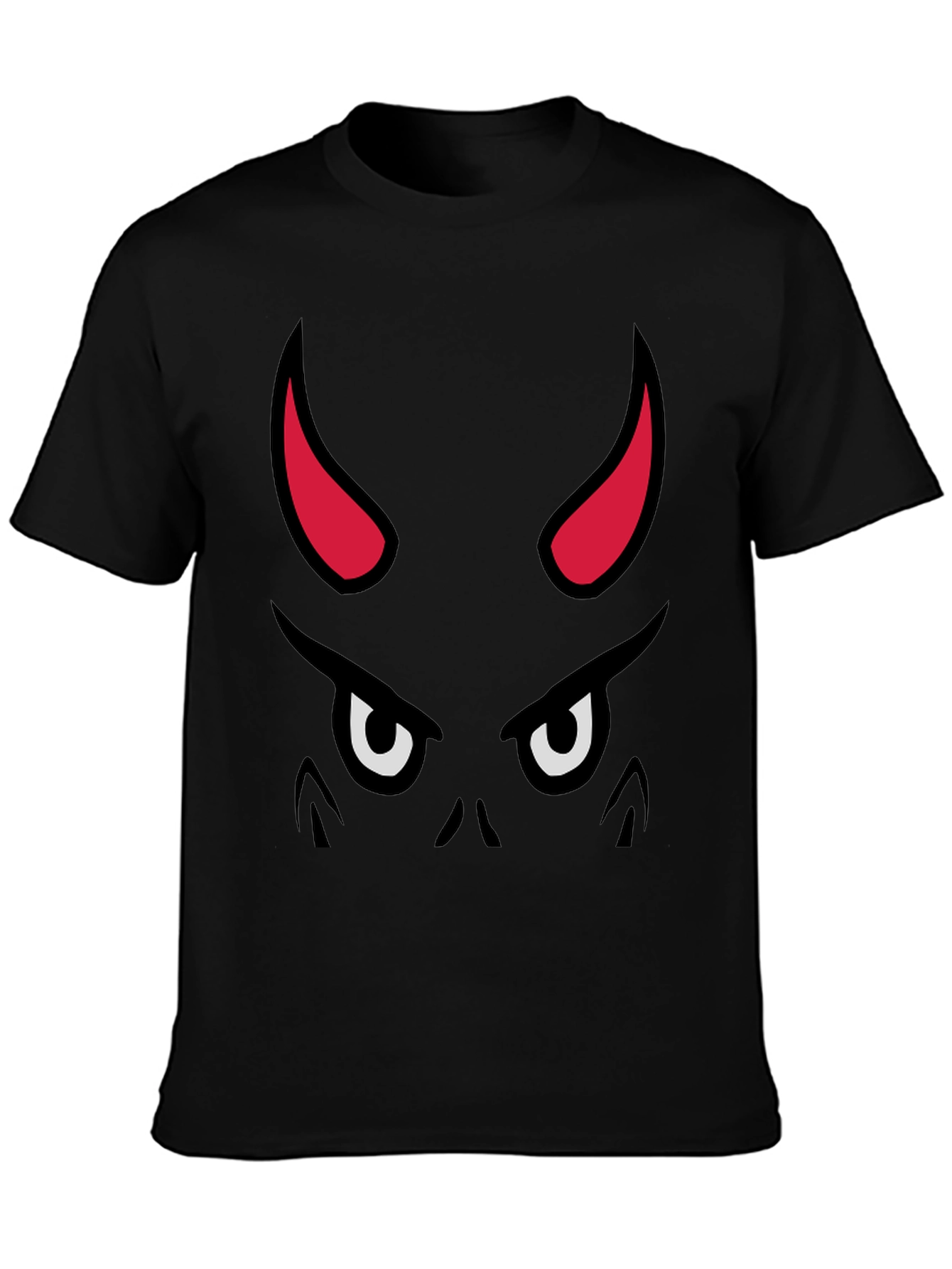 Devil Face Graphic Tee - Black Cotton T-Shirt
