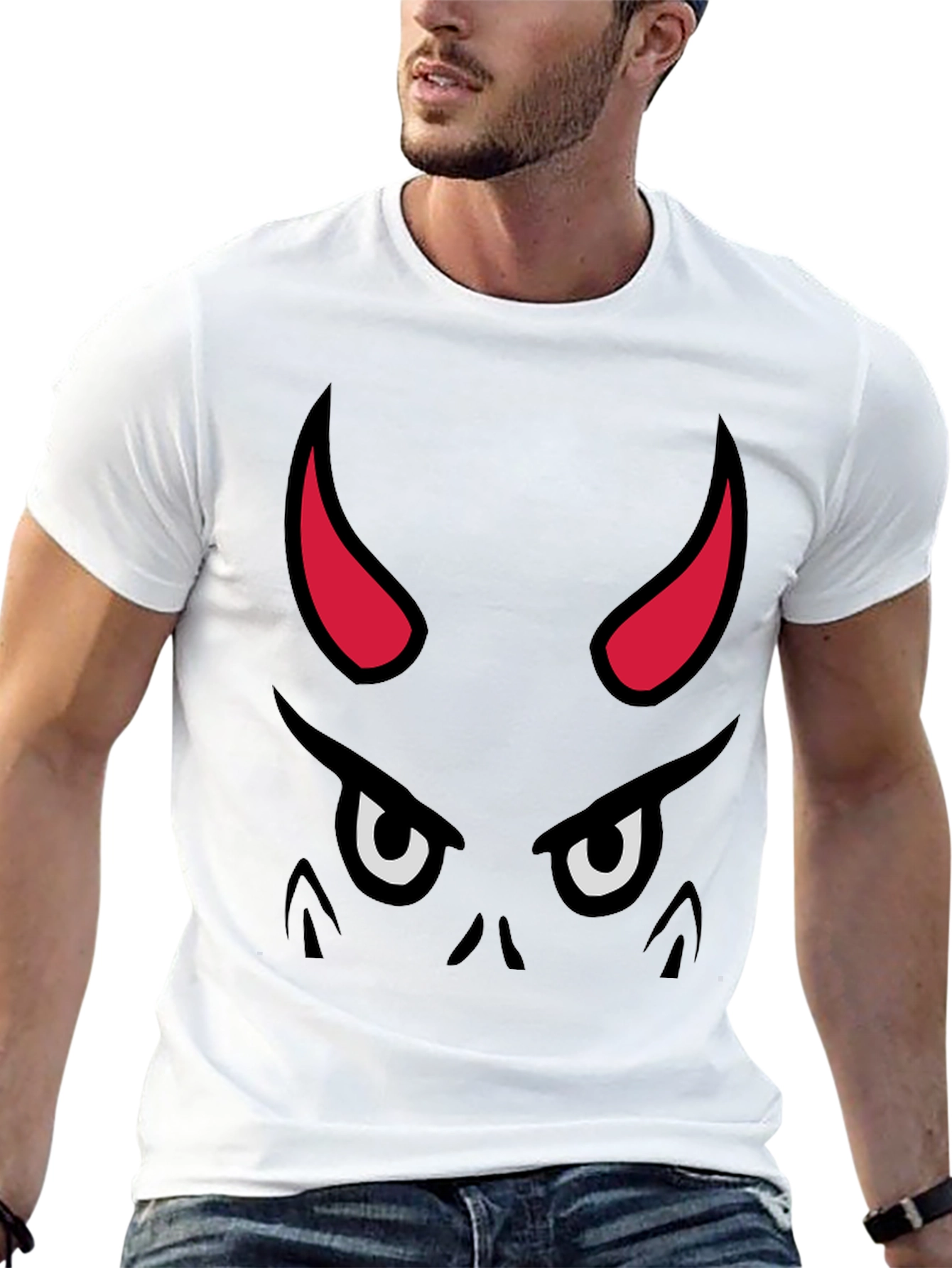 Devil Face Graphic Tee - Black Cotton T-Shirt