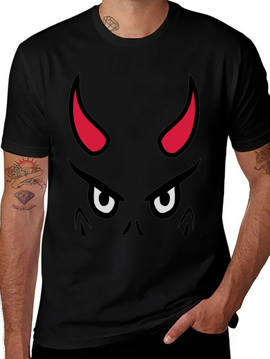 Devil Face Graphic Tee - Black Cotton T-Shirt