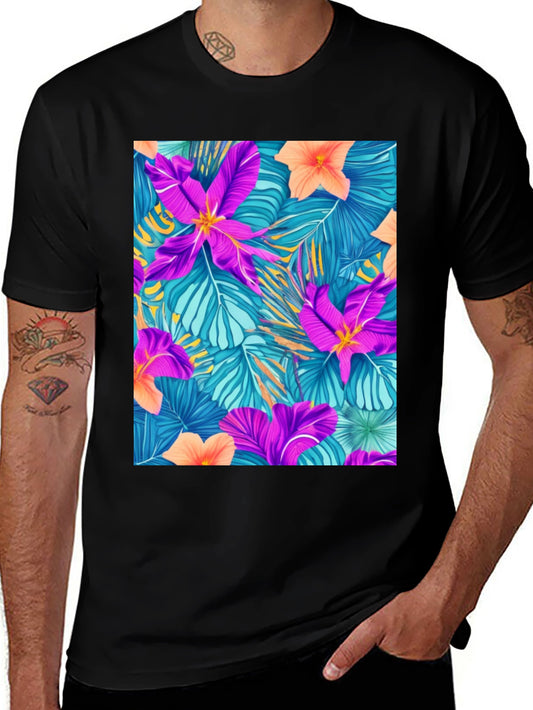 Tropical Floral Print Tee - Vibrant Summer Style