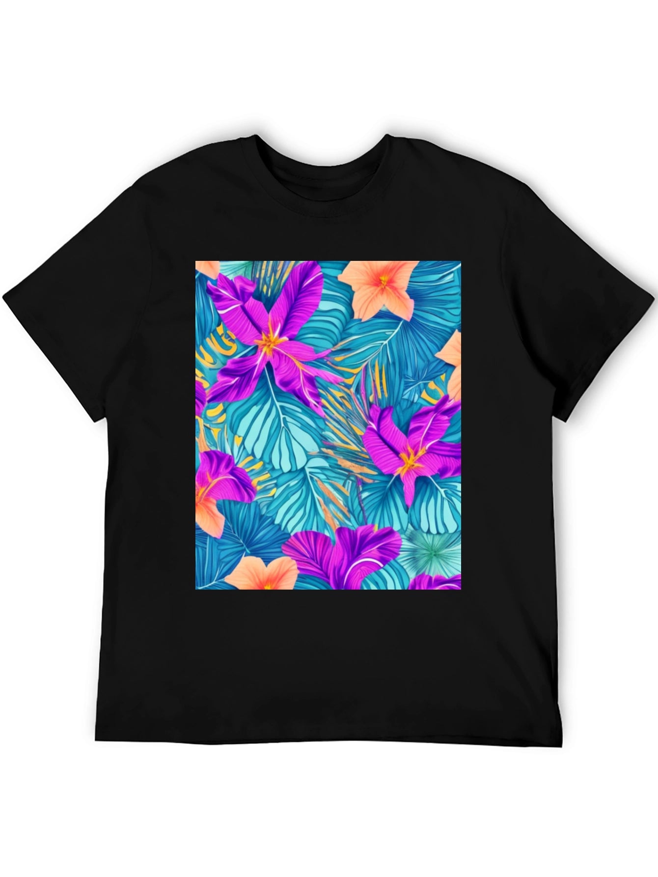 Tropical Floral Print Tee - Vibrant Summer Style