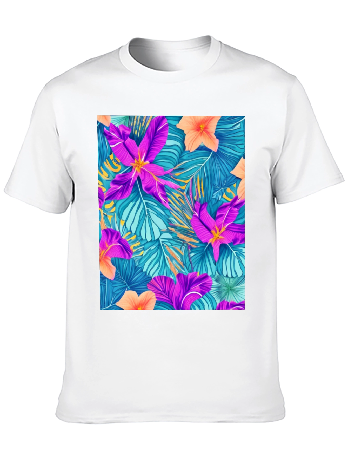 Tropical Floral Print Tee - Vibrant Summer Style