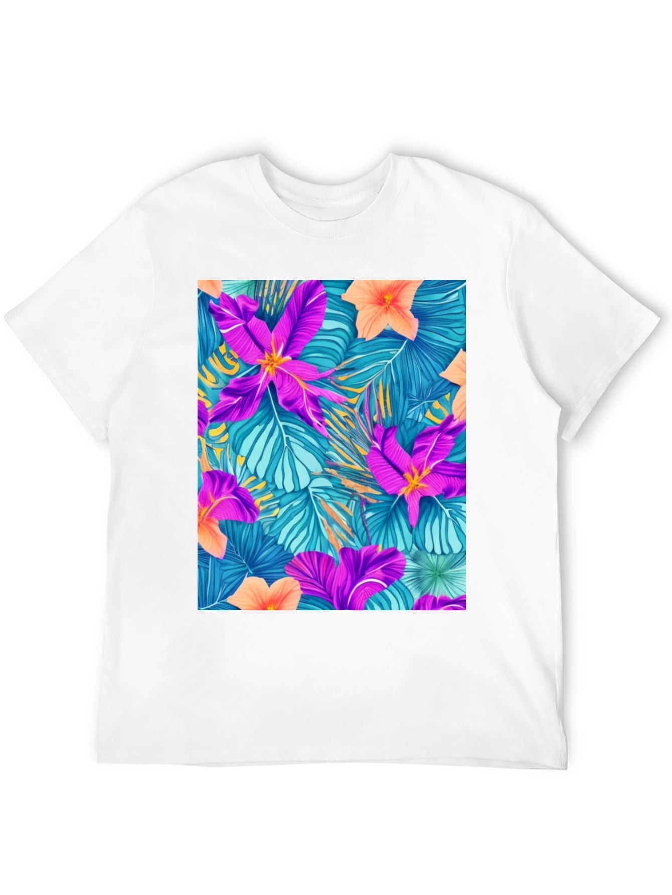 Tropical Floral Print Tee - Vibrant Summer Style