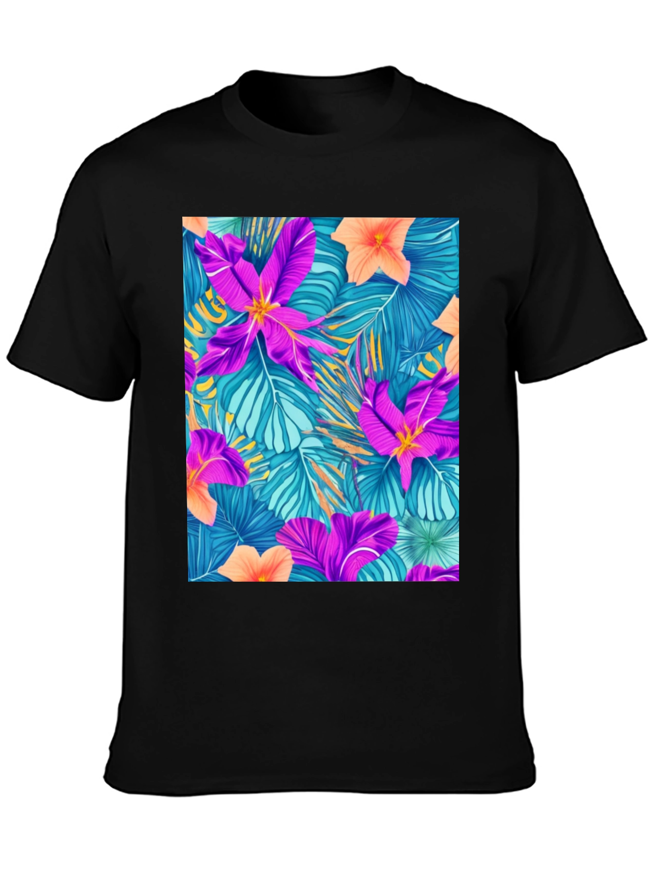 Tropical Floral Print Tee - Vibrant Summer Style