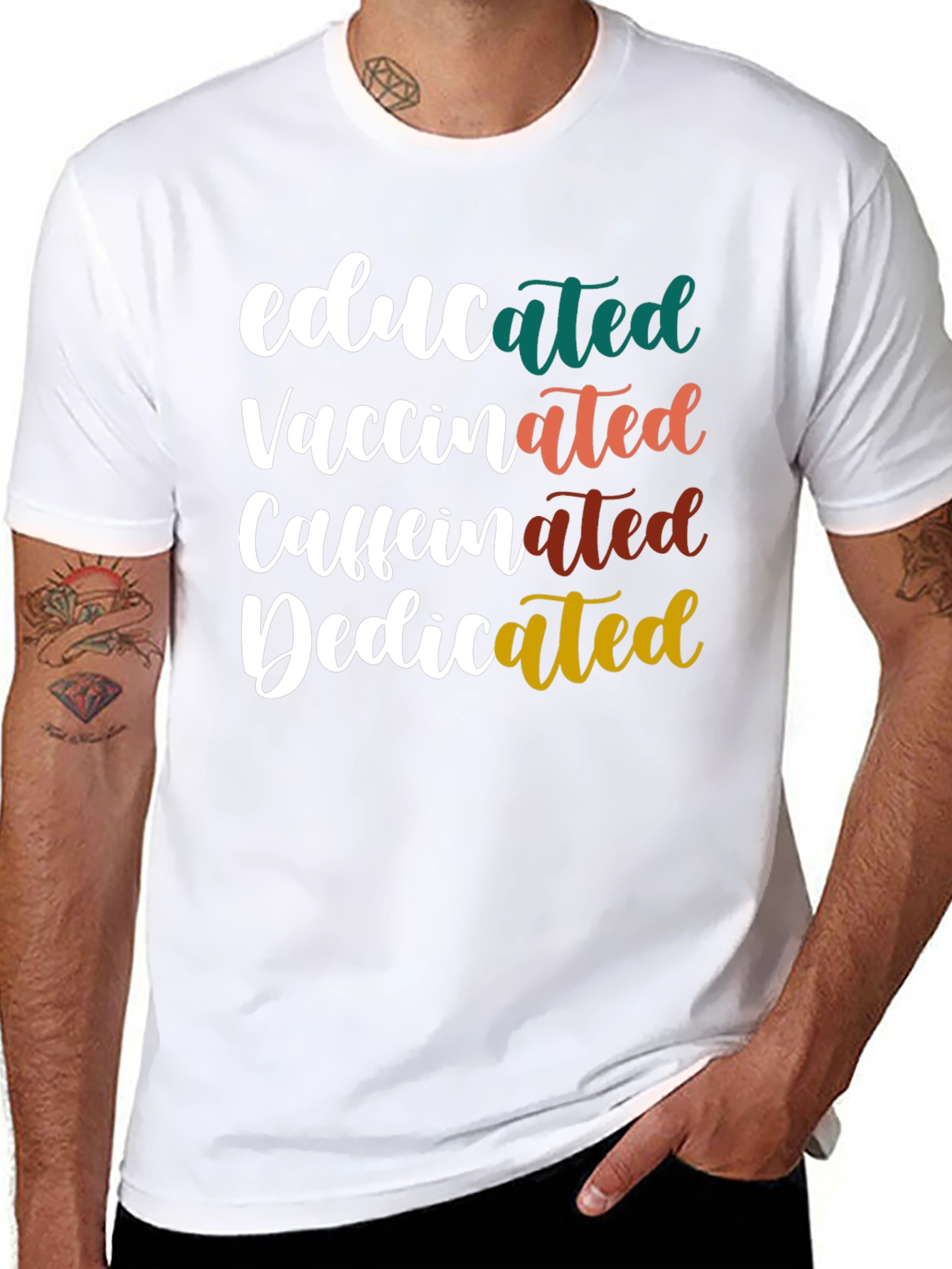 Educated Vaccinated Caffeinated Dedicated Tee