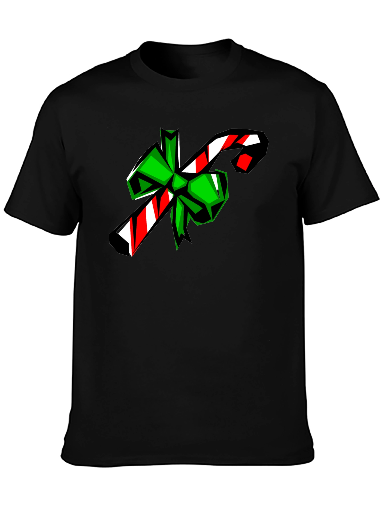 Candy Cane Bow Graphic Tee - Holiday Festive Shirt