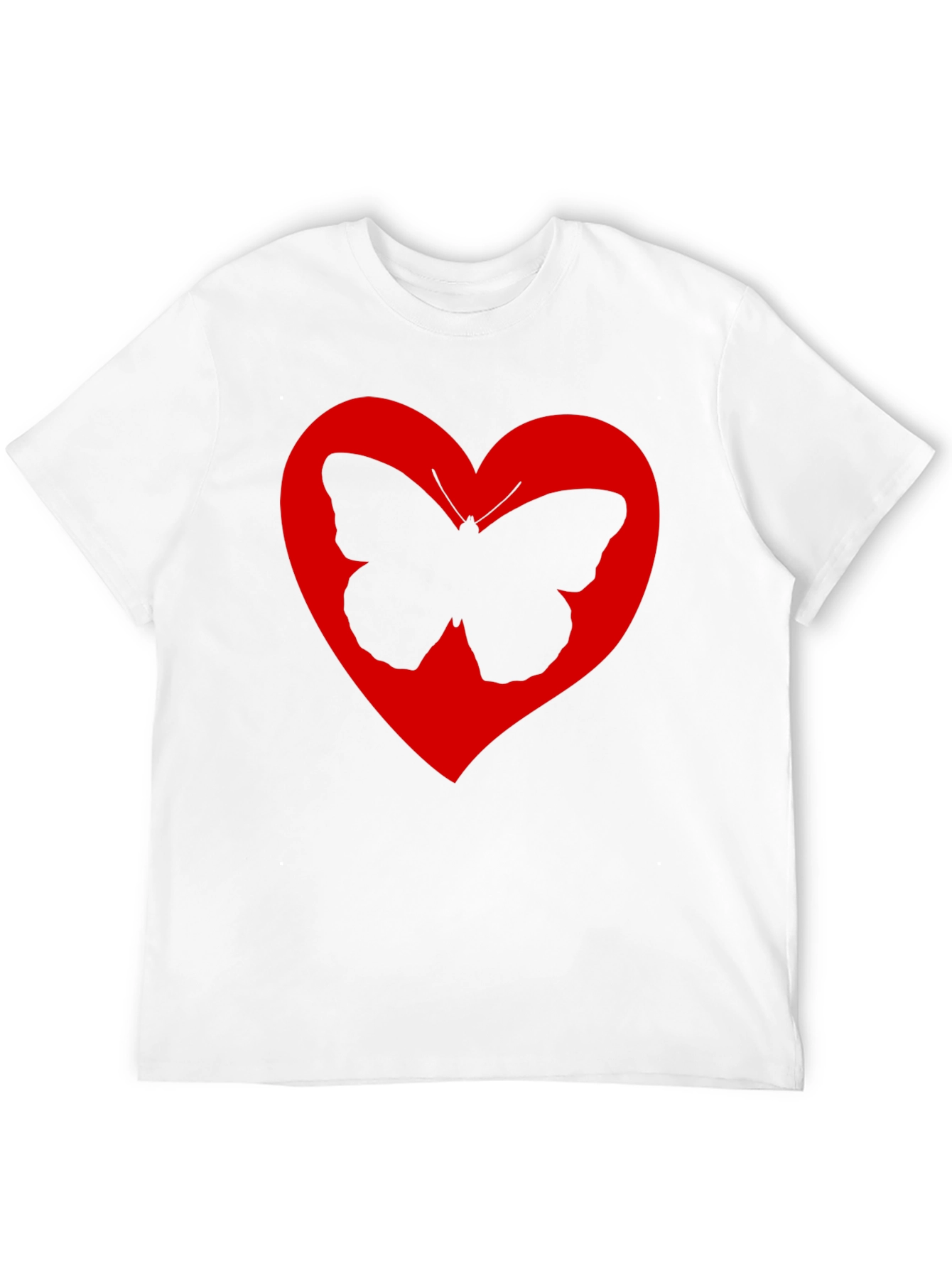 Heart Butterfly Graphic Tee - Black Cotton T-Shirt