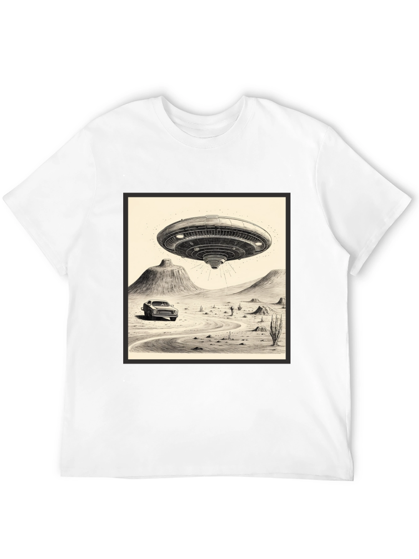 UFO Abduction Black Graphic Tee