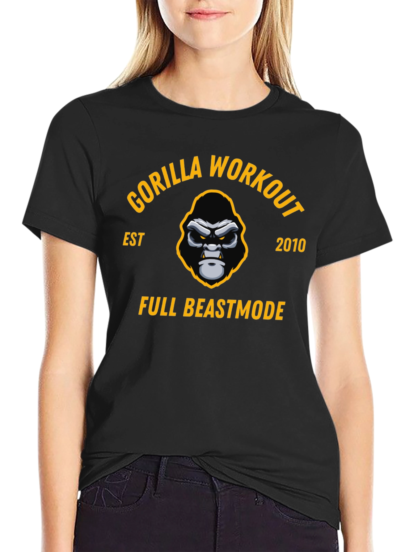 Gorilla Workout Black T-Shirt - Full Beastmode