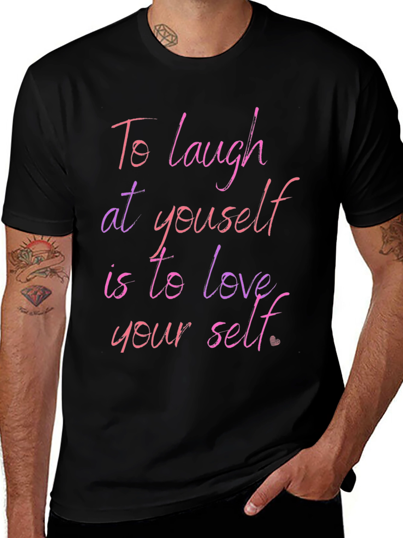 Inspirational Quote Graphic T-Shirt: Laugh & Love