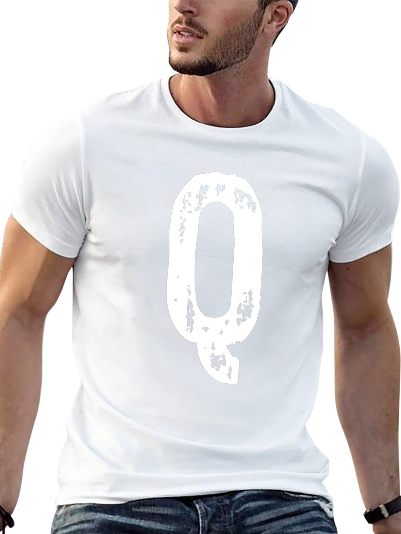 Letter Q Graphic Tee - Mens Black T-Shirt