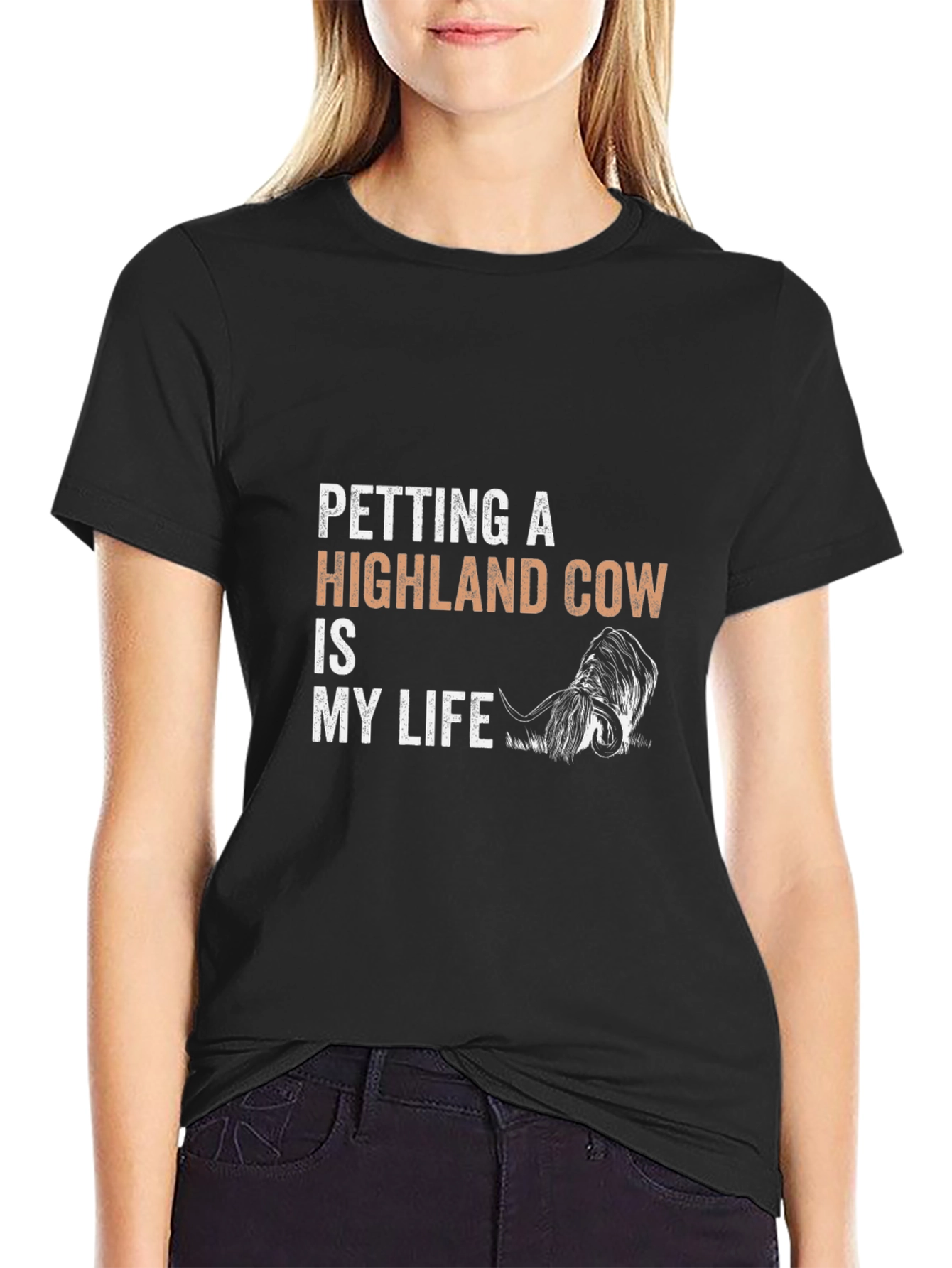 Petting Highland Cow T-Shirt - Soft Cotton Tee