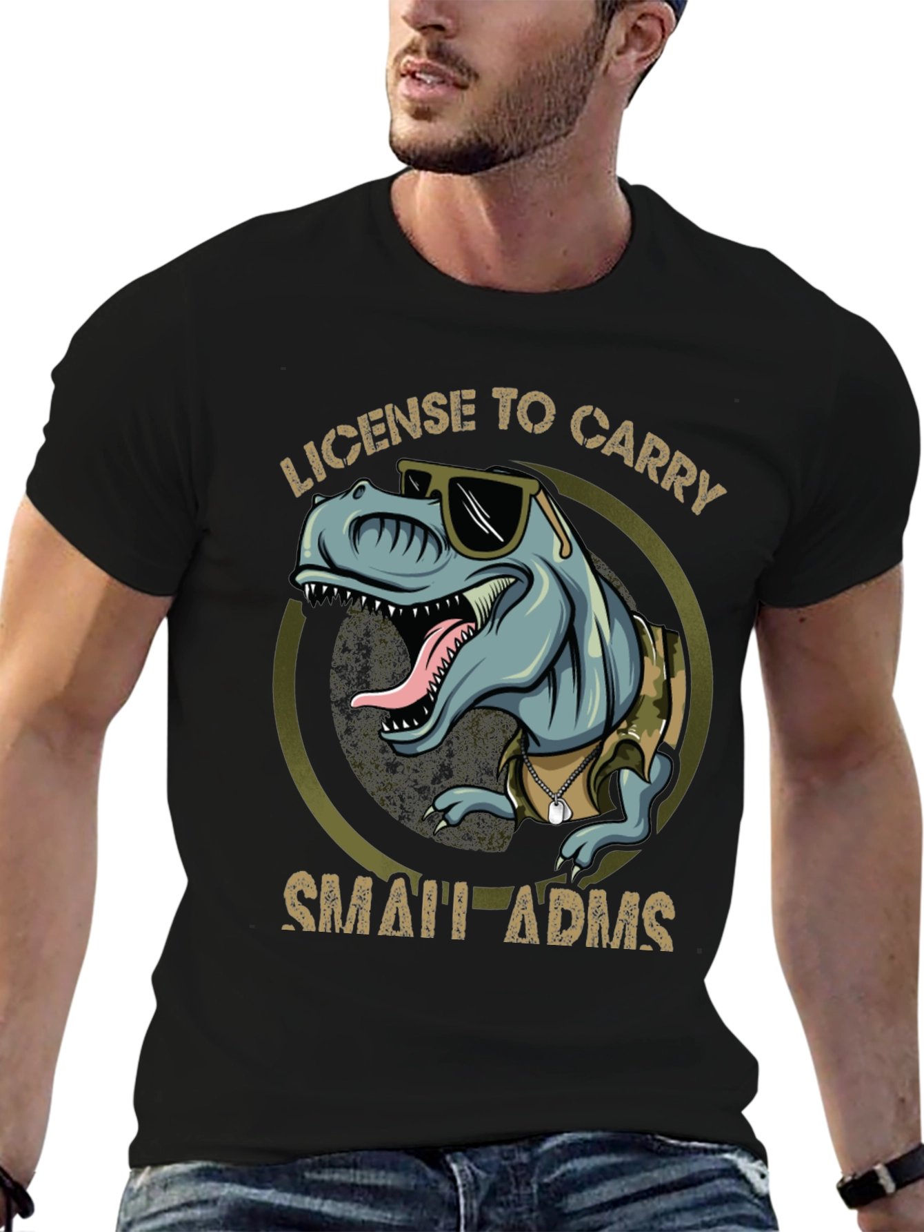License To Carry Small Arms Funny T-Rex T-Shirt