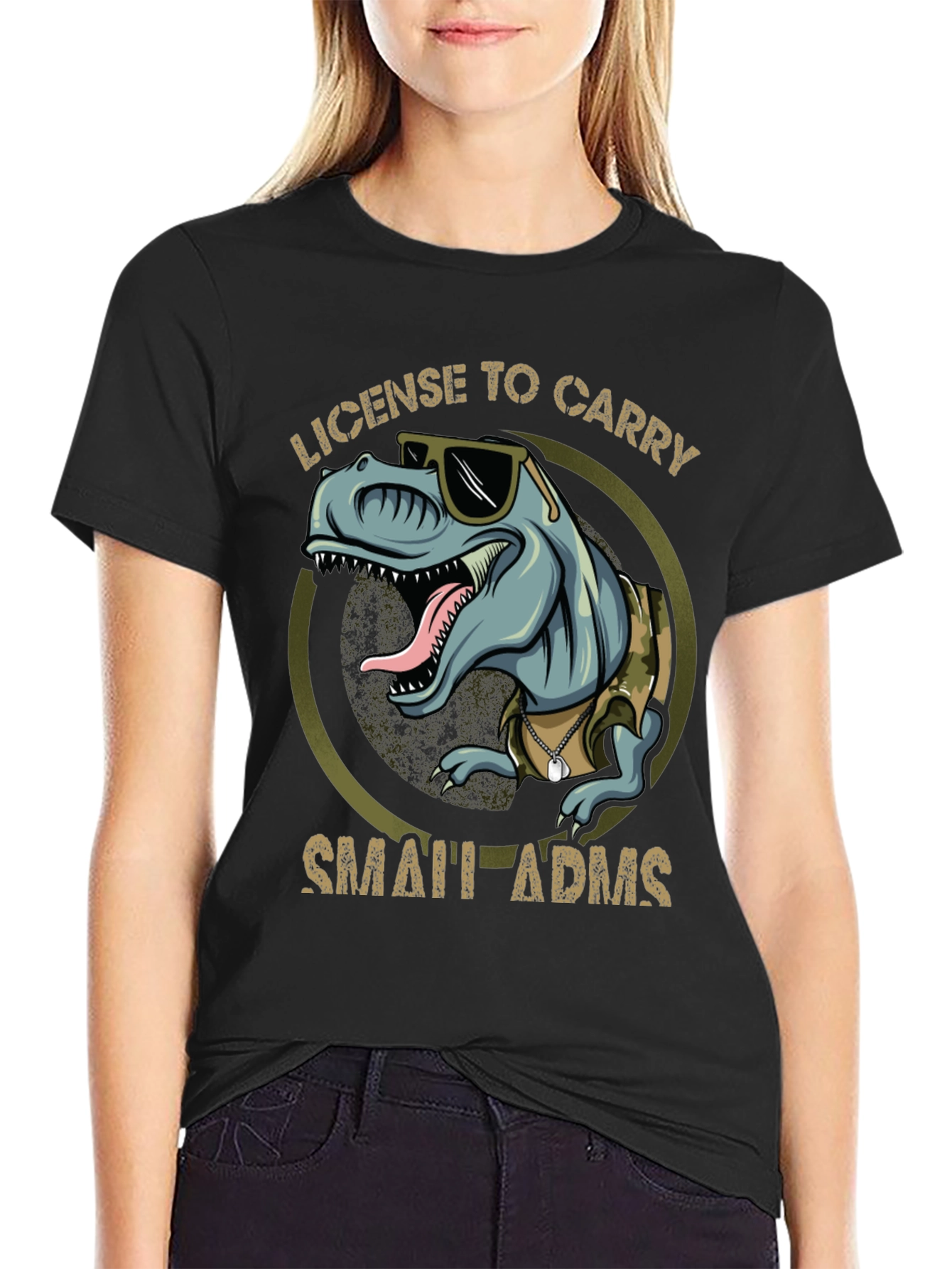License To Carry Small Arms Funny T-Rex T-Shirt