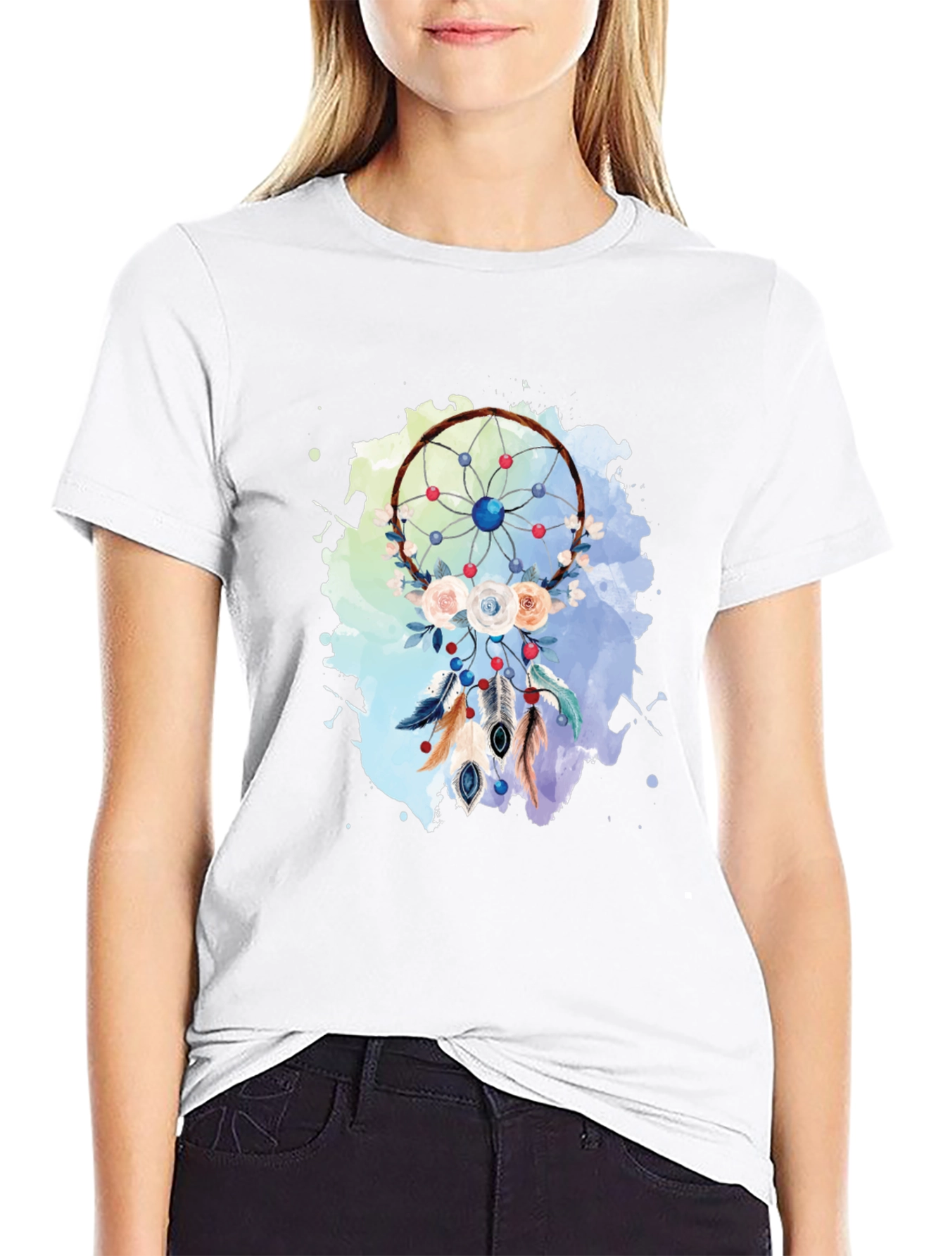 Dream Catcher Graphic Print Black T-Shirt