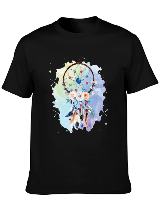 Dream Catcher Graphic Print Black T-Shirt