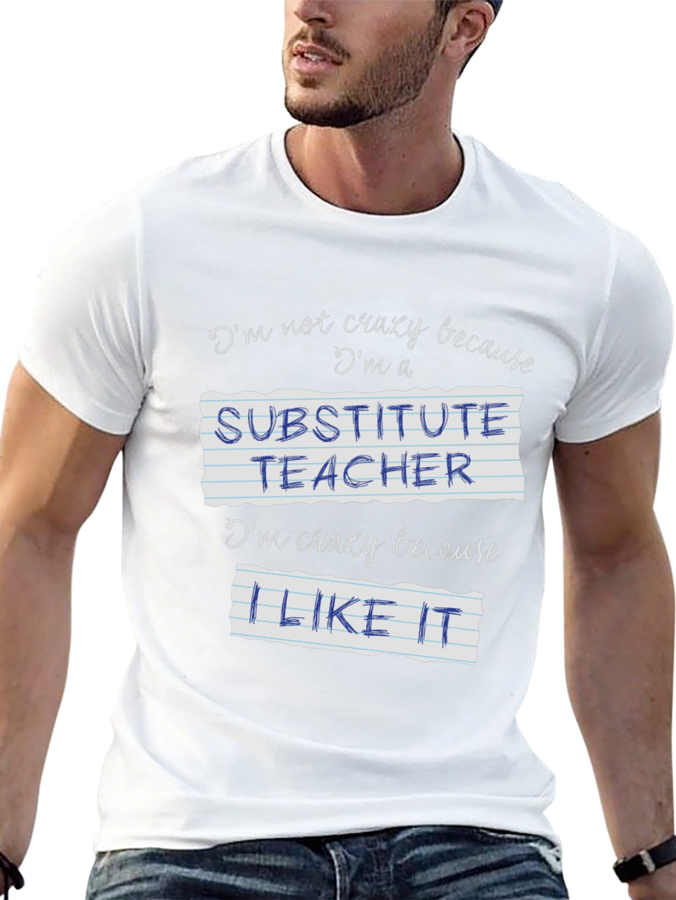 Crazy Substitute Teacher Black Graphic T-Shirt
