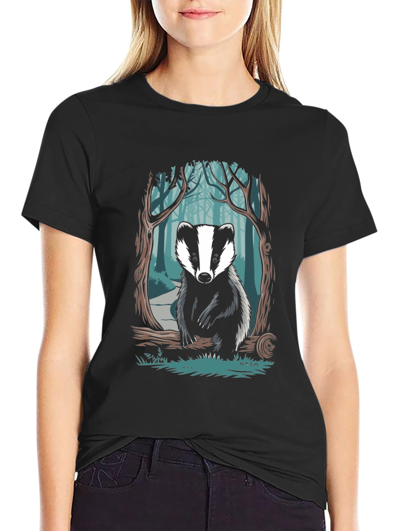 Badger Forest Graphic Tee - Nature Inspired Design