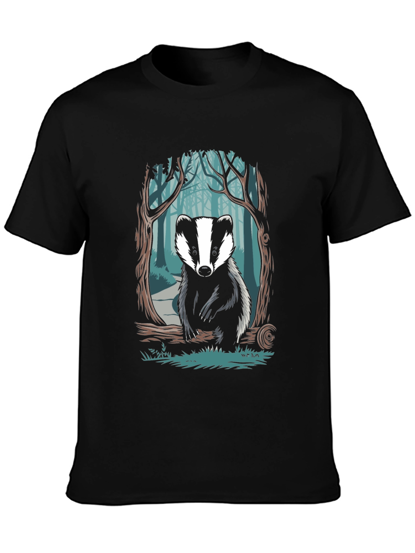 Badger Forest Graphic Tee - Nature Inspired Design