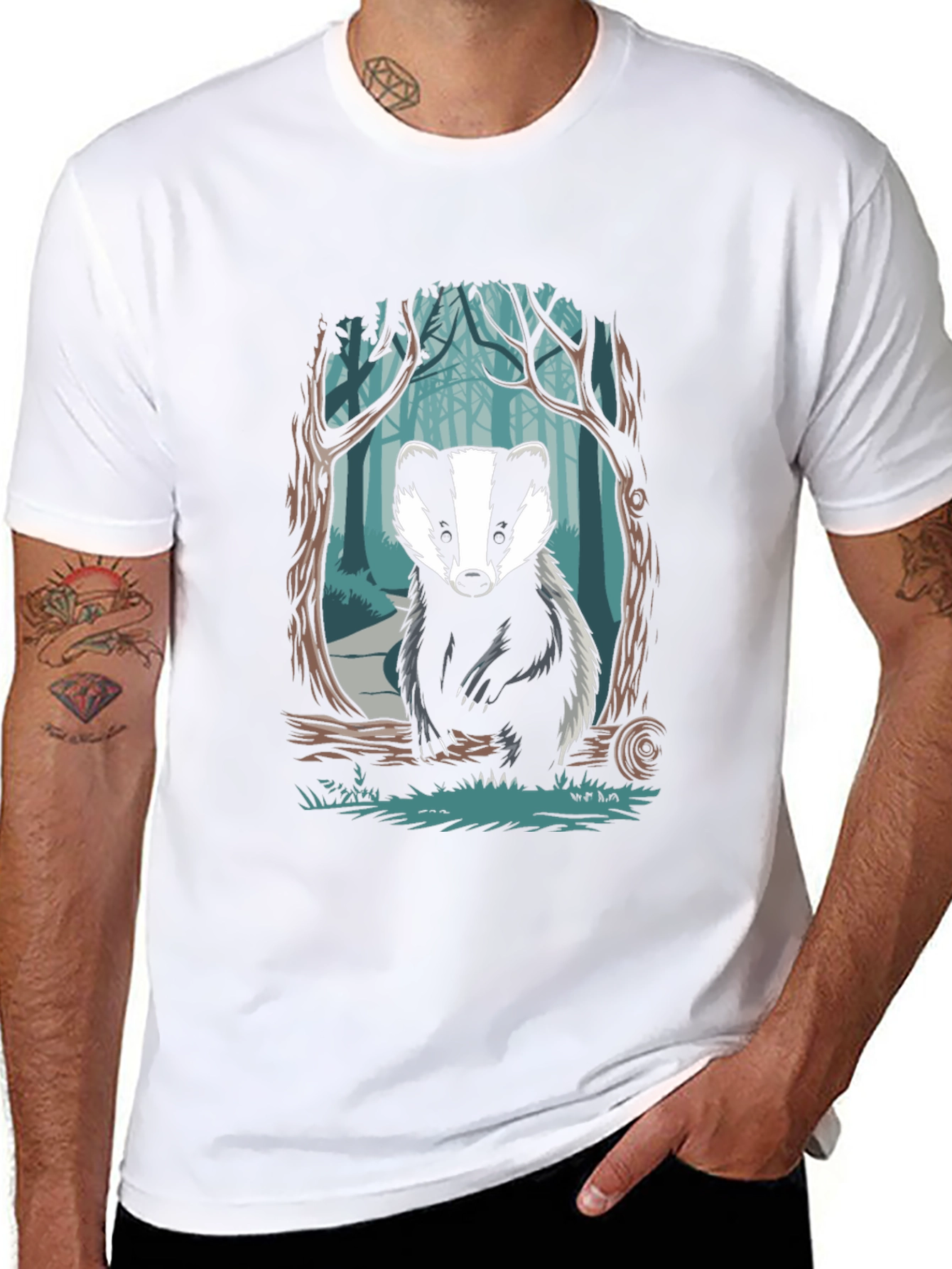 Badger Forest Graphic Tee - Nature Inspired Design