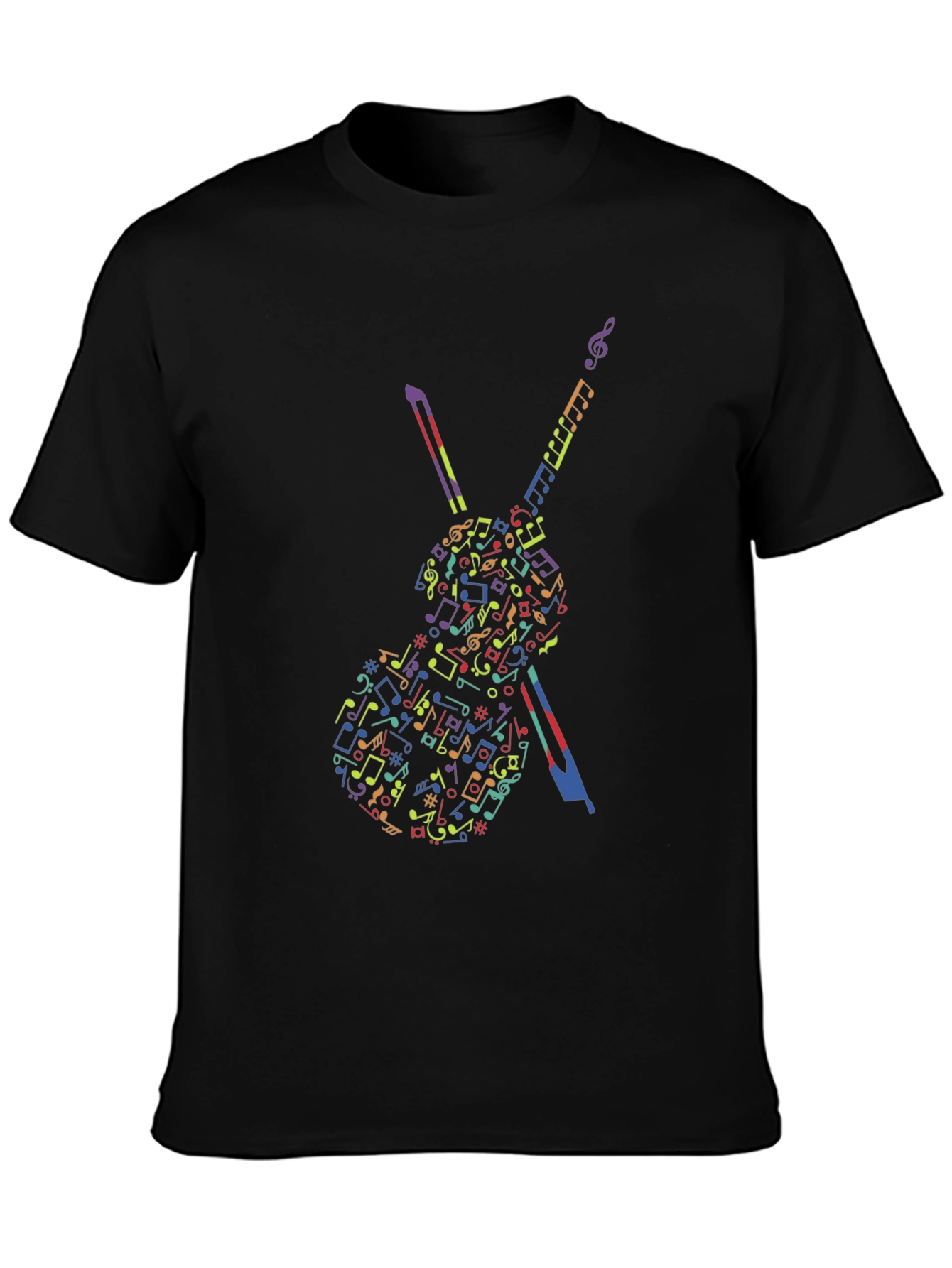 Musical Notes Violin Graphic Tee - Black