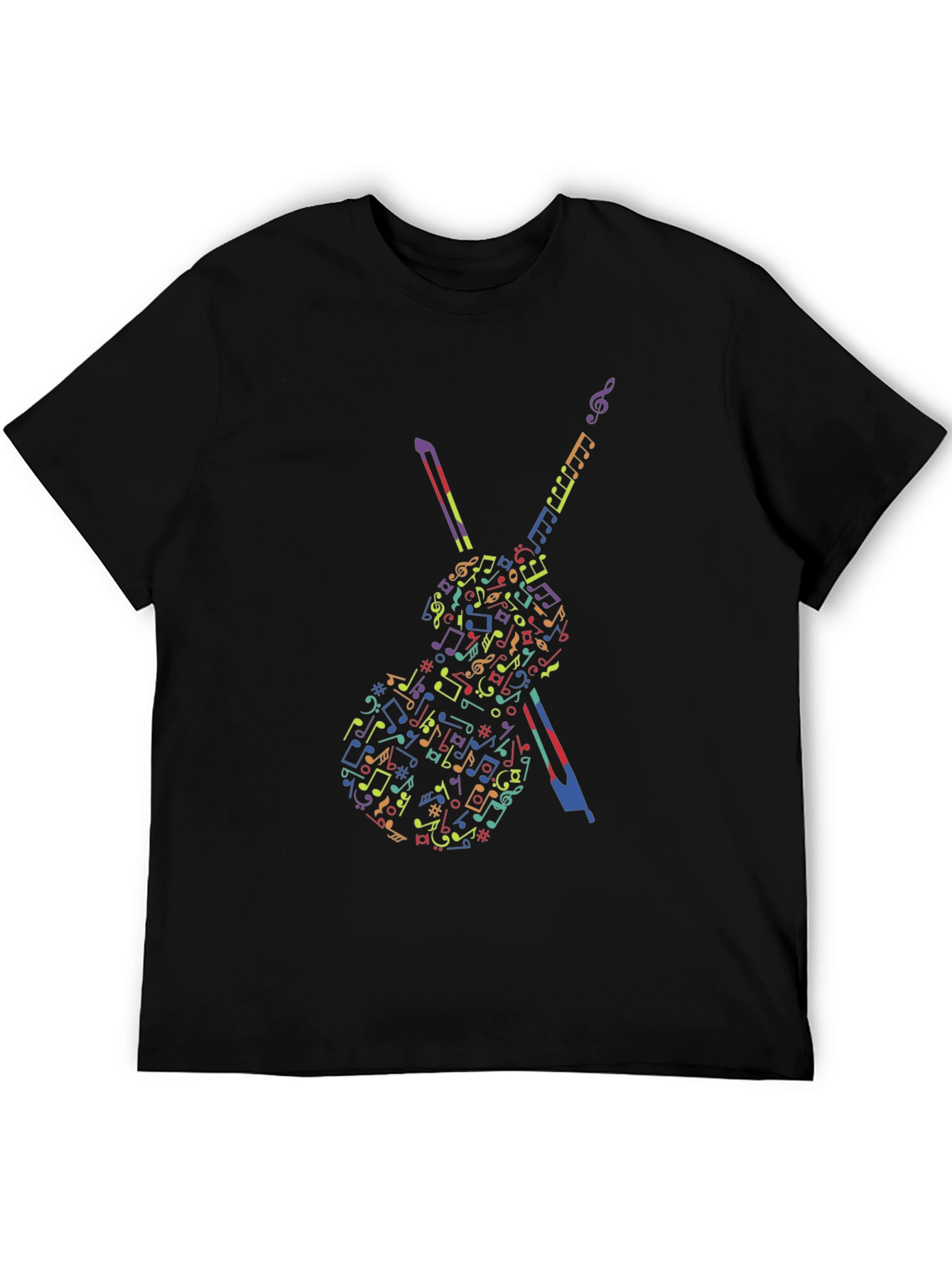 Musical Notes Violin Graphic Tee - Black