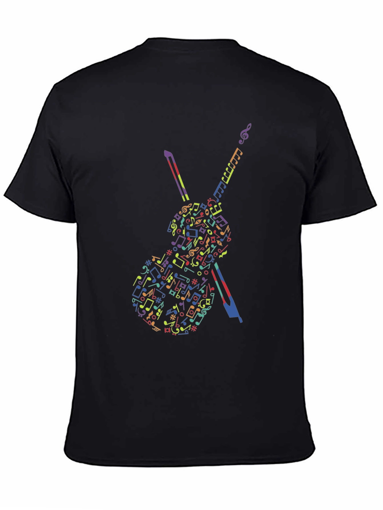 Musical Notes Violin Graphic Tee - Black