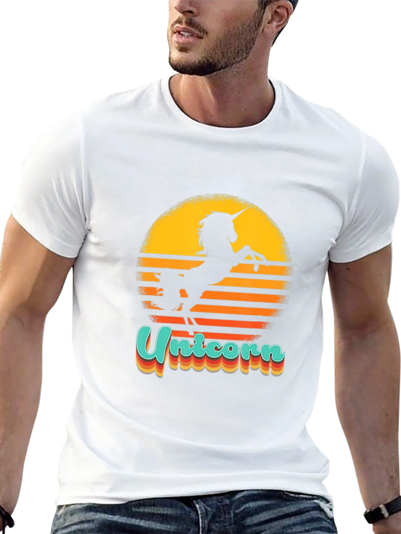 Unicorn Sunset Black Graphic Tee