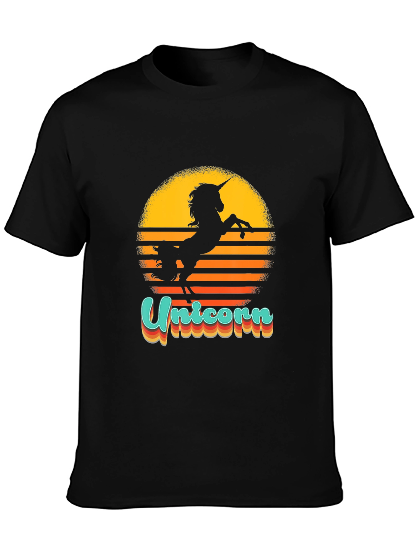 Unicorn Sunset Black Graphic Tee