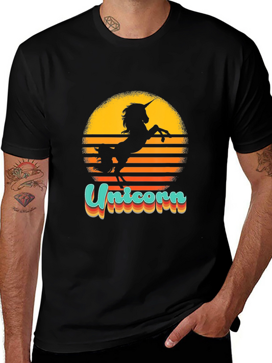 Unicorn Sunset Black Graphic Tee