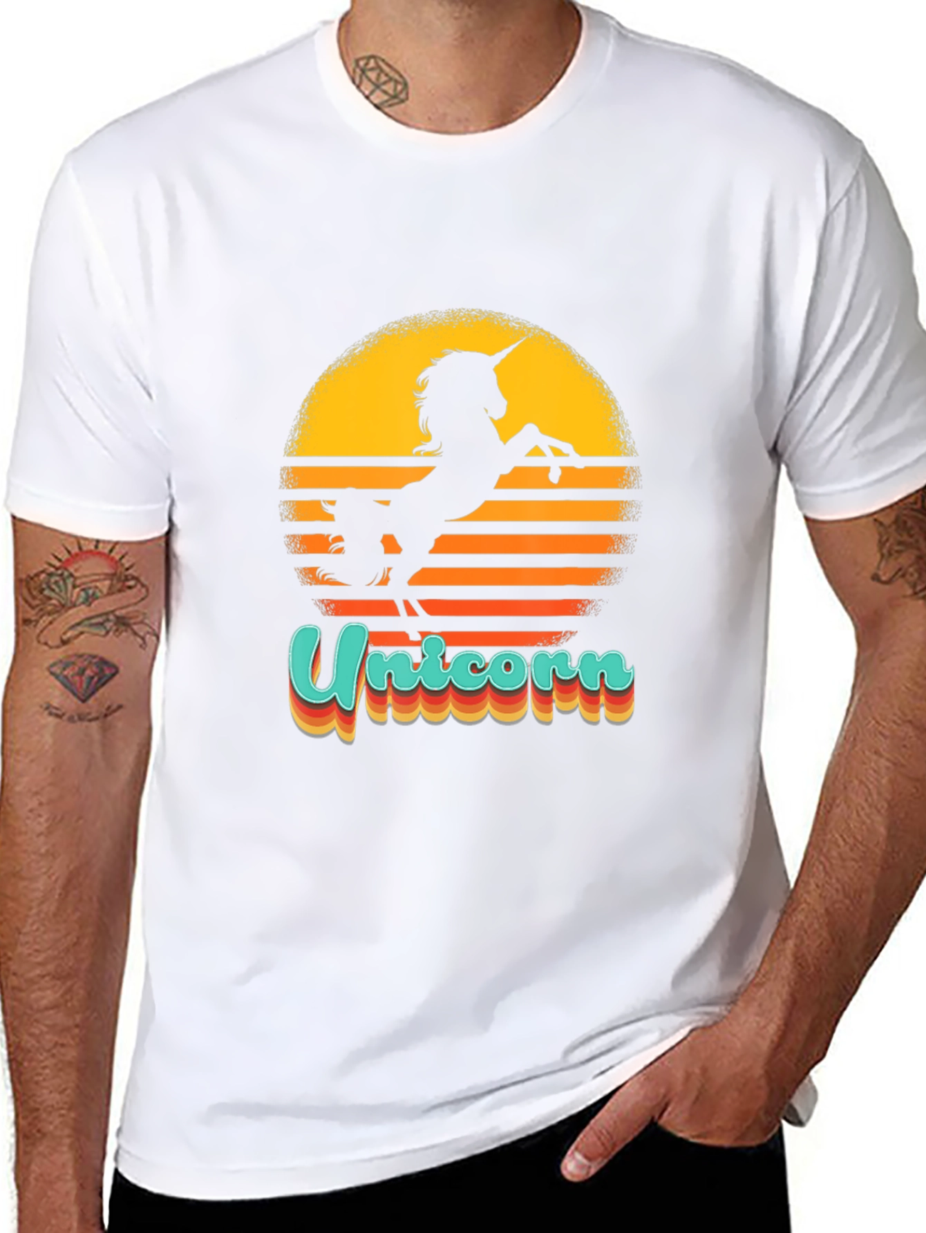 Unicorn Sunset Black Graphic Tee