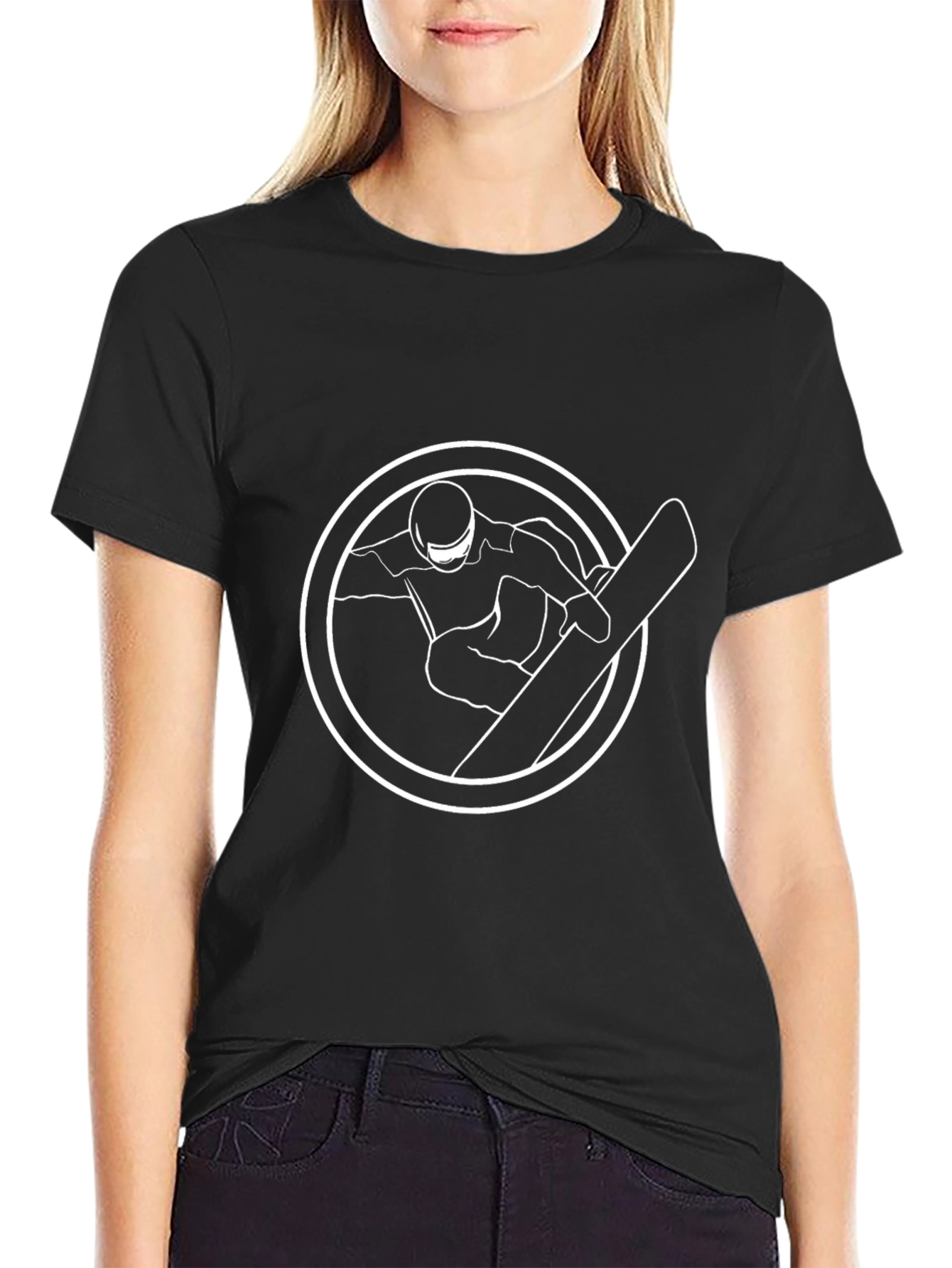 Snowboarder Graphic Tee - Black Cotton