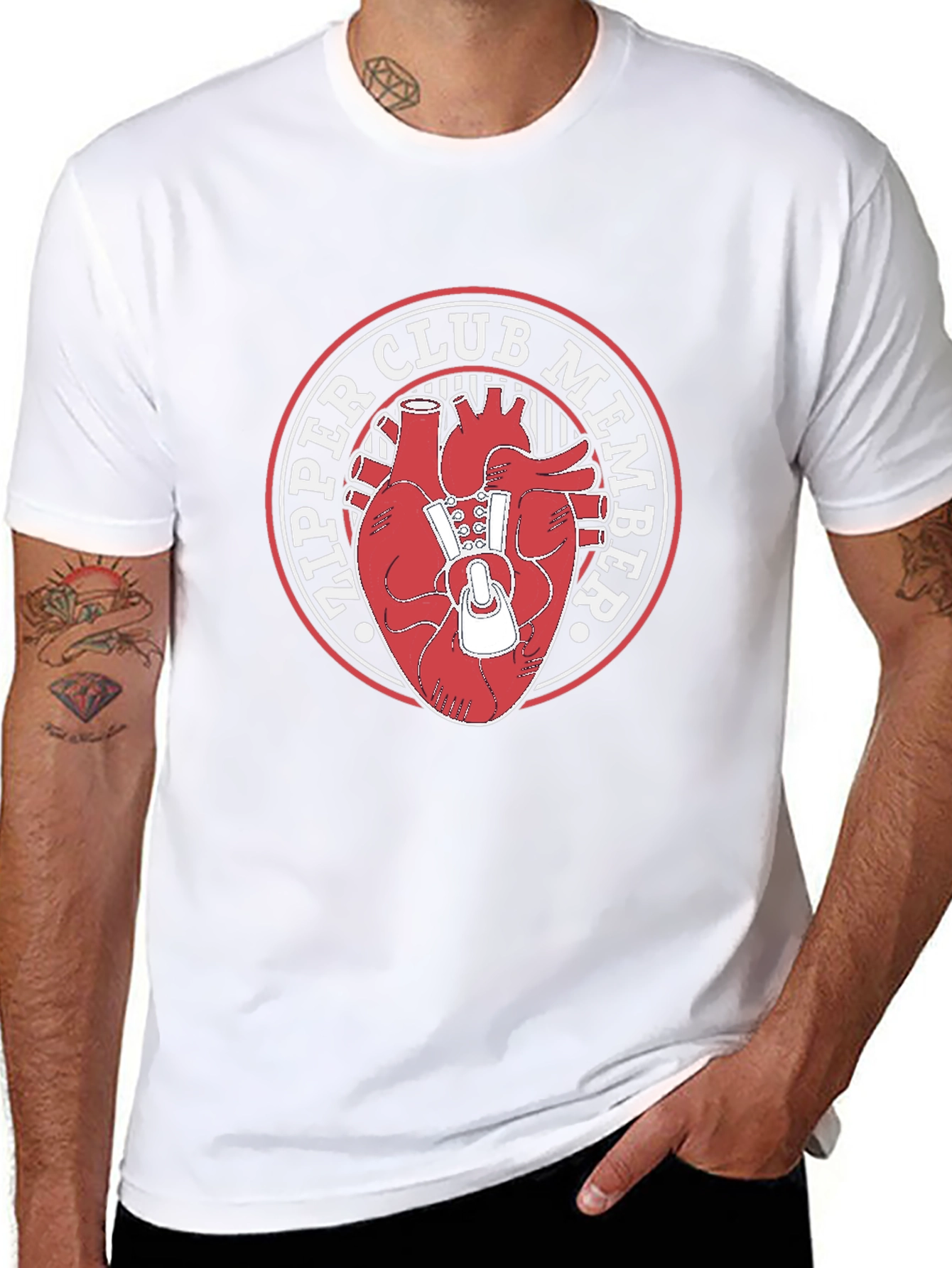 Zipper Club Heart Graphic Tee - Black
