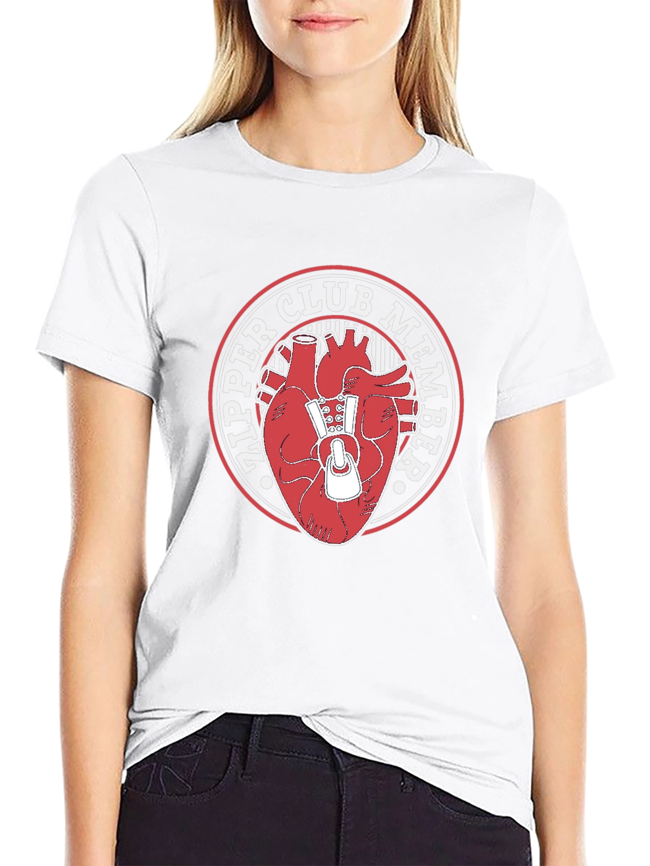 Zipper Club Heart Graphic Tee - Black