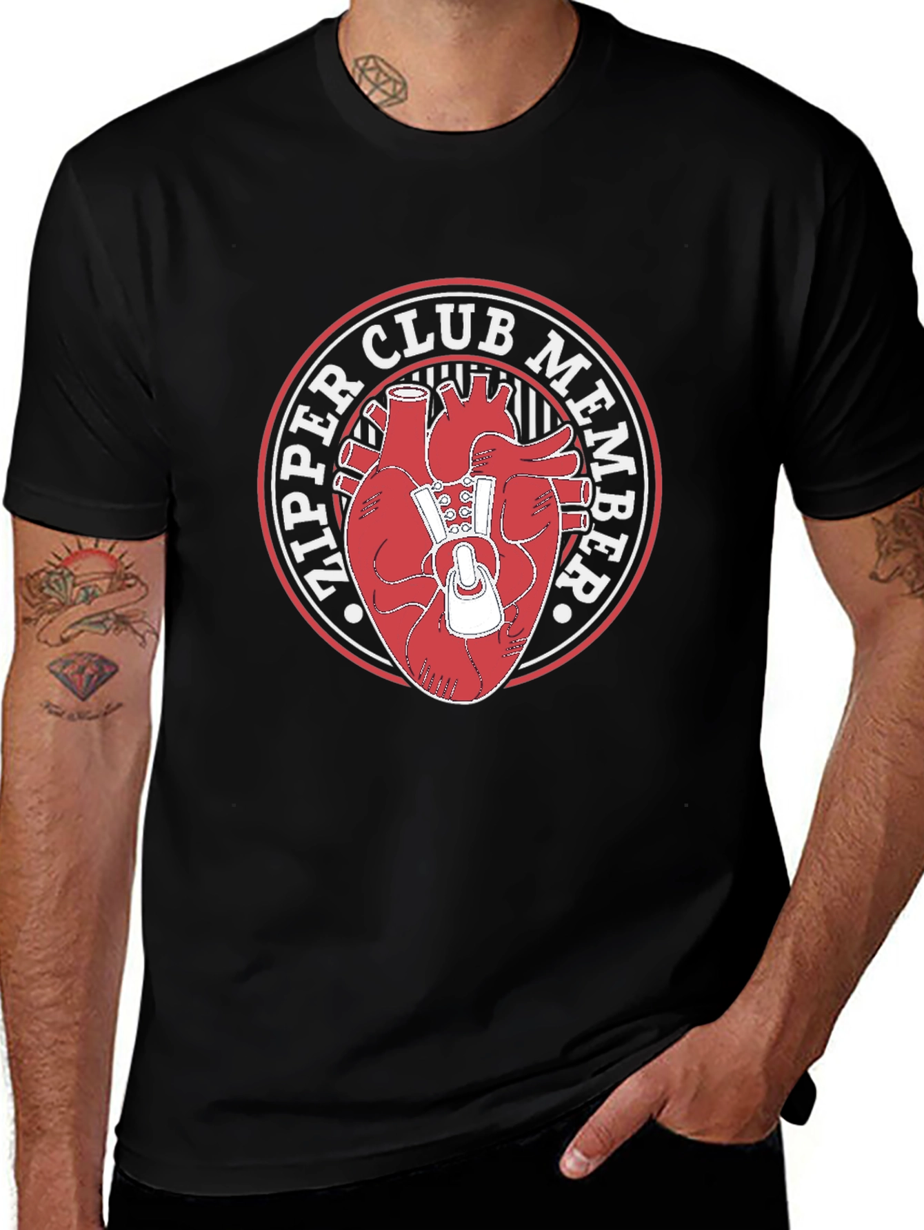 Zipper Club Heart Graphic Tee - Black