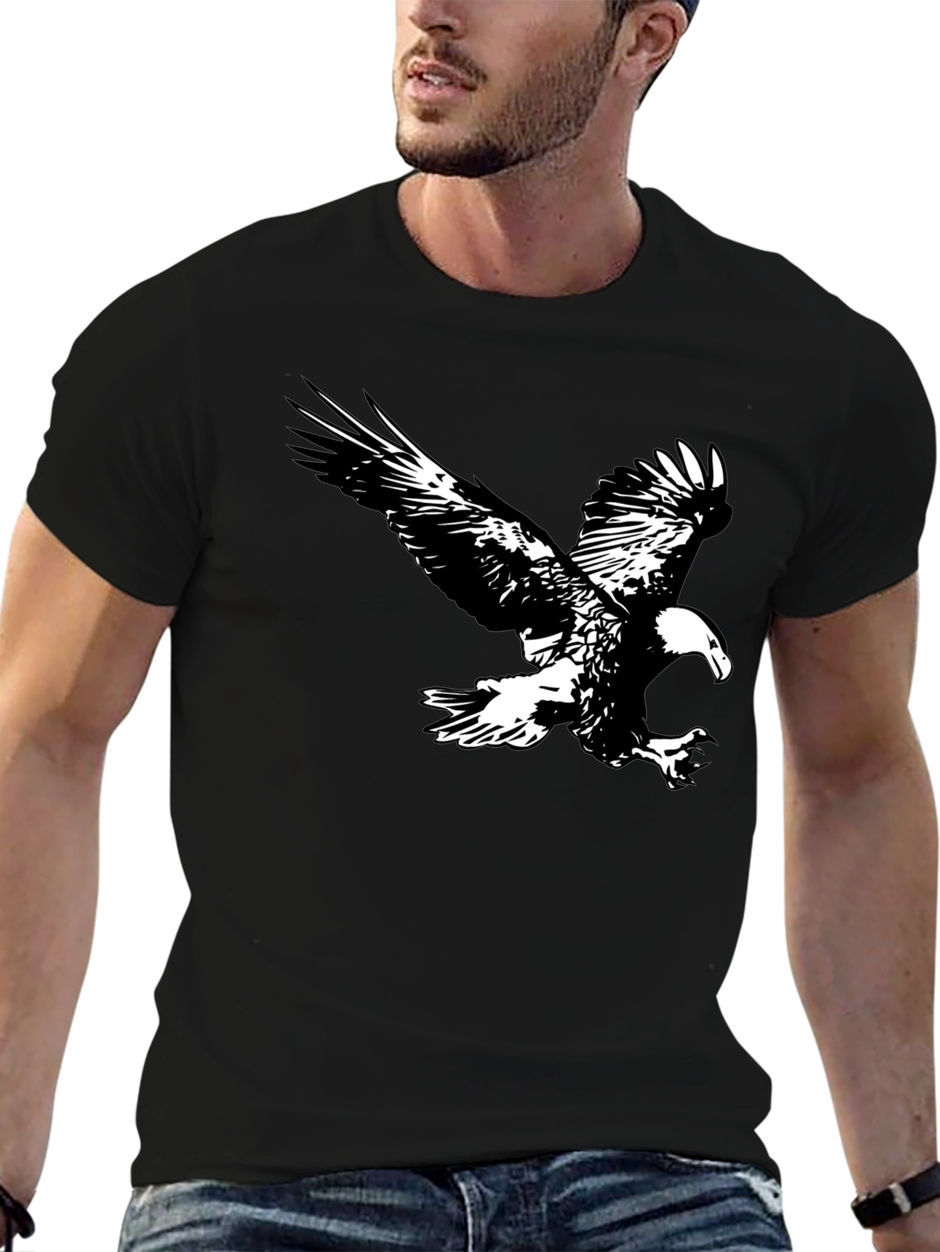Bold Eagle Graphic Tee - Black