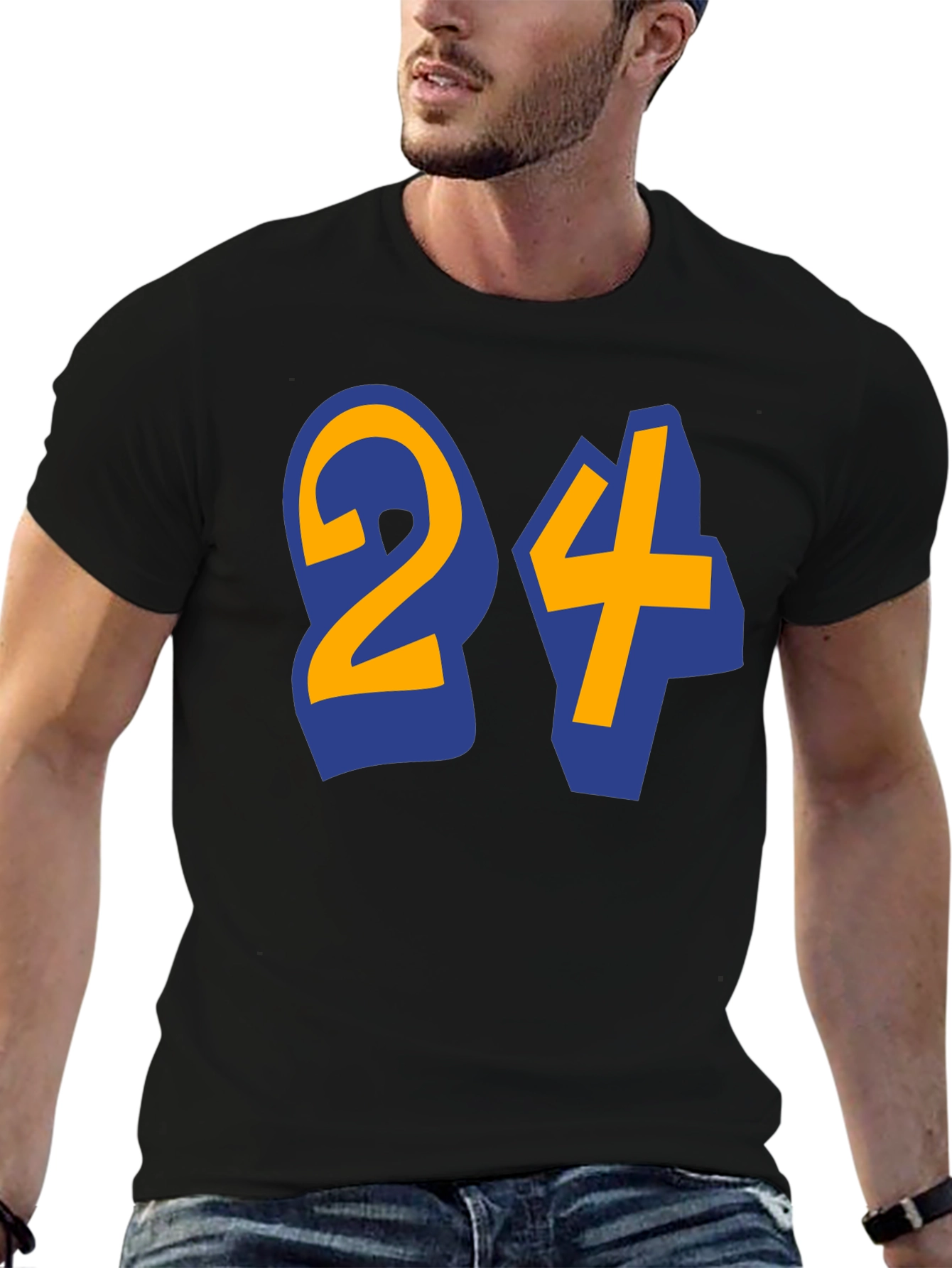 Black T-Shirt with Number 24 Design