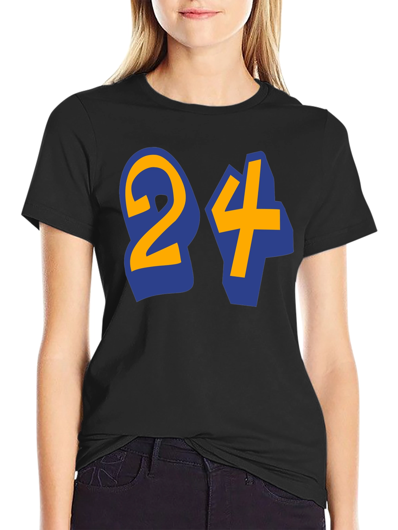 Black T-Shirt with Number 24 Design