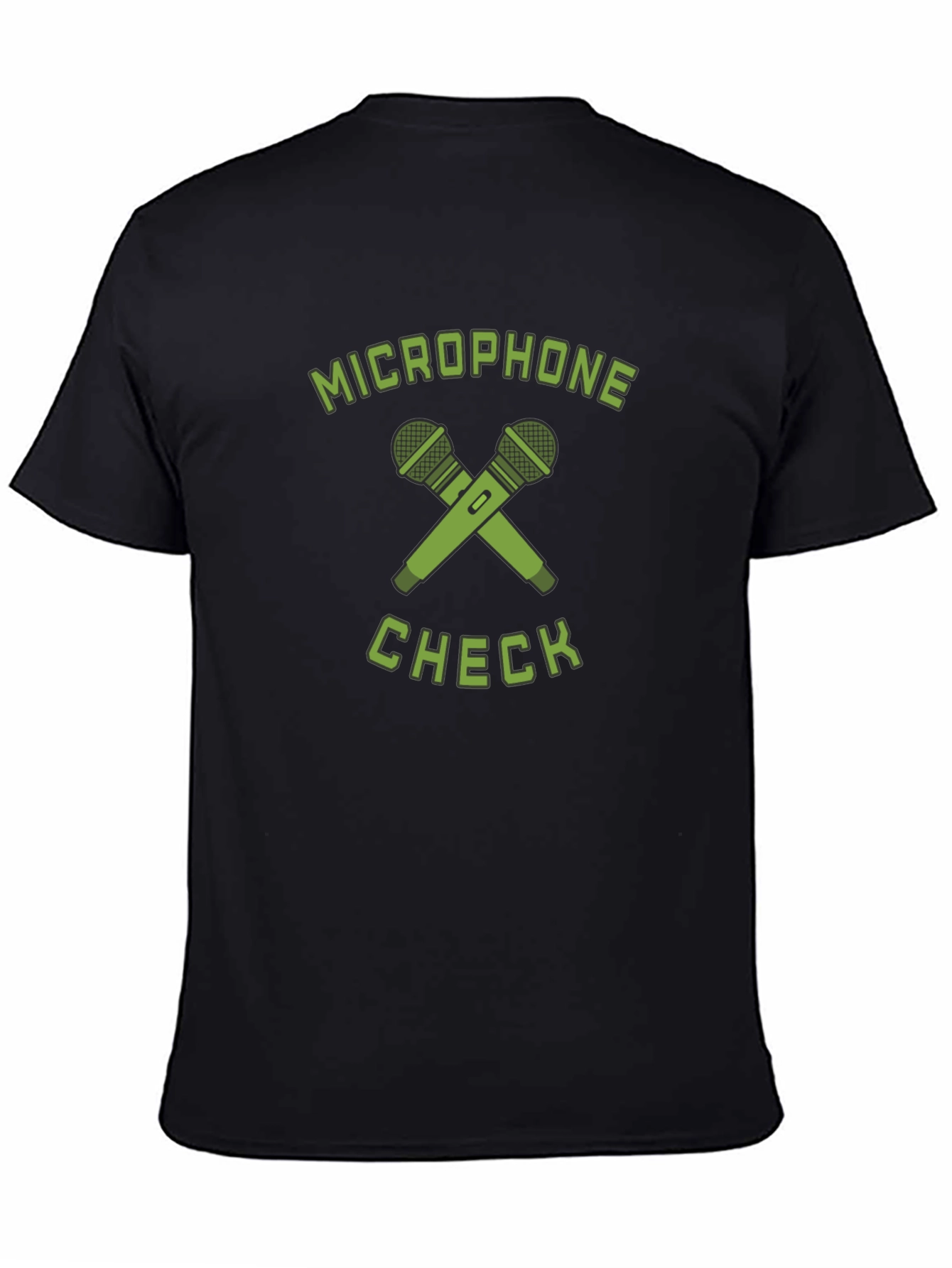Microphone Check Graphic T-Shirt - Black Crew Neck Tee