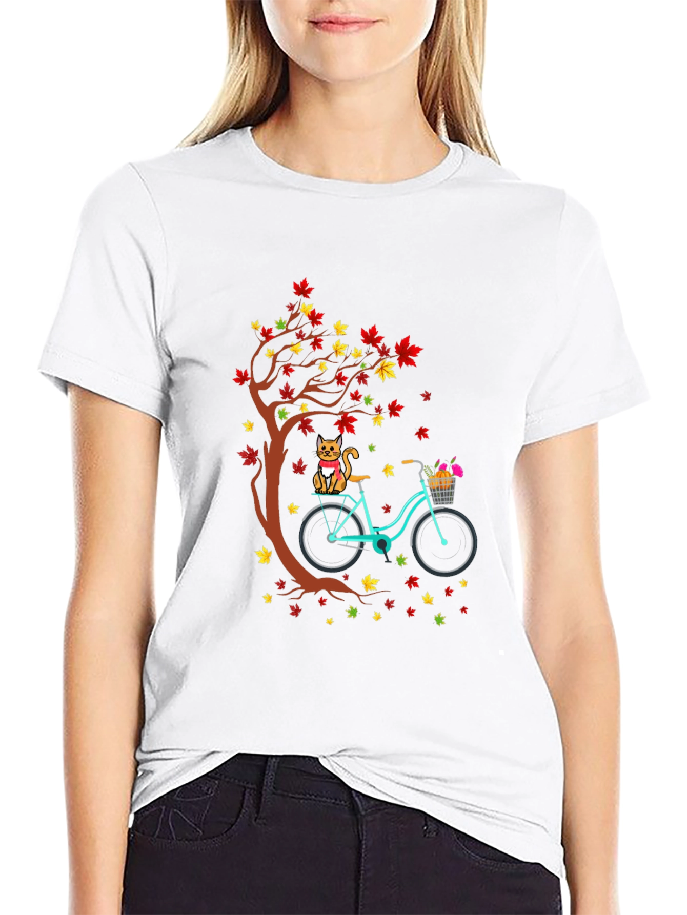 Cat & Bike Autumn T-Shirt